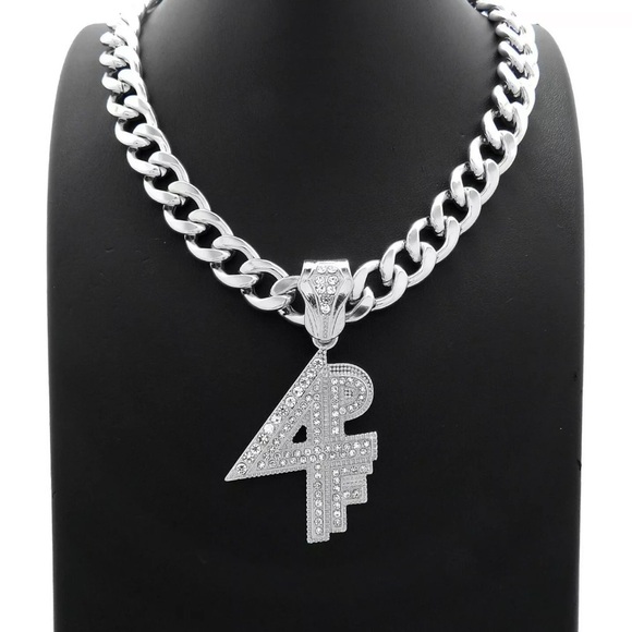 Hip Hop Iced Lil Baby 4PF Silver PT Pendant & 18" 20" 24" Cuban Chain Necklace​ - Picture 2 of 5
